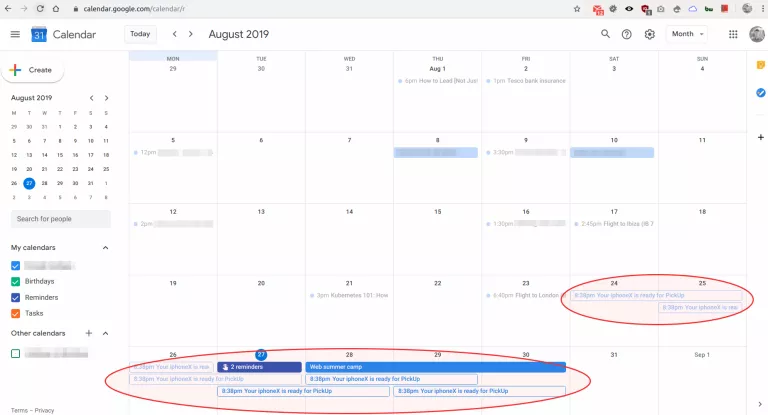 spammy google calendar screenshot