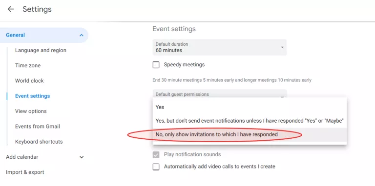 Google calendar permission settings screenshot